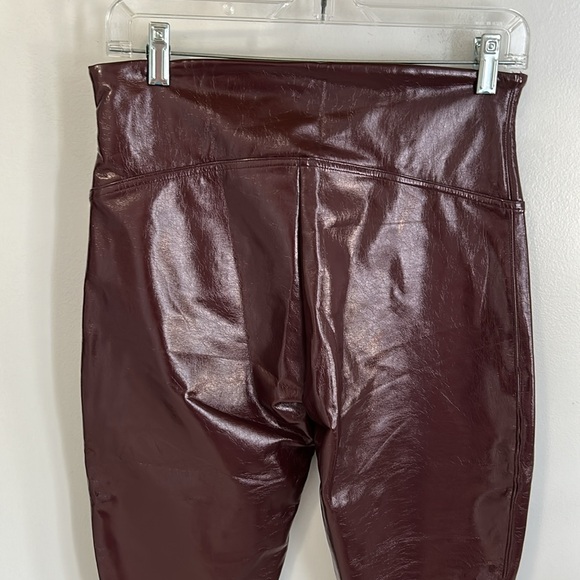 Spanx Faux Patent Leather Leggings Burgundy - Picture 7 of 13